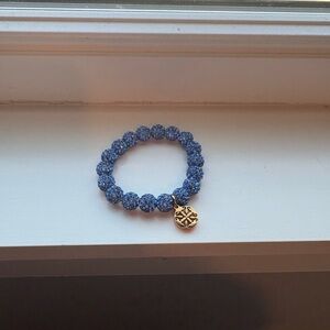 Rustic Cuff Blue Glitter Bracelet with Gold Charm
